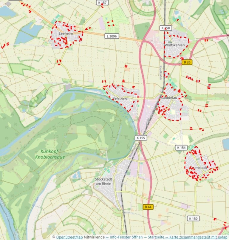 Karte der Sanierungsgebiete der Büchnerstadt Riedstadt.